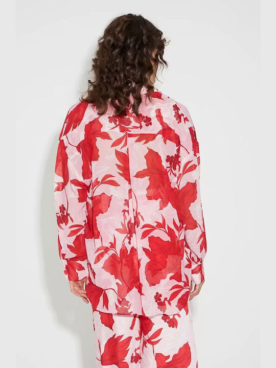 Floral Oversize Shirt Bill Cost / Pink