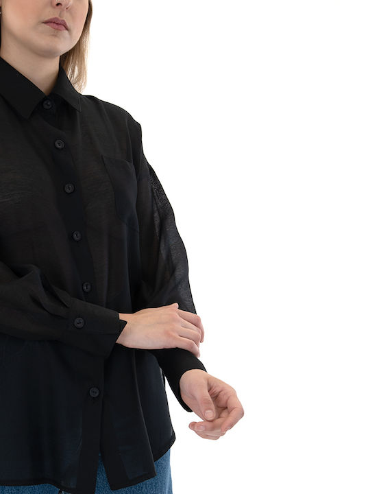 Dolce Domenica Briana See Through Longsleeve Shirt Women Dolce Domenica Μαυρο (s24-24508-black)