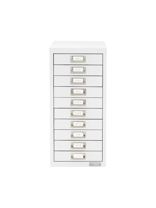 Filing Cabinet With 10 Drawers 28x38x60 Cm White Metallic Design Ml