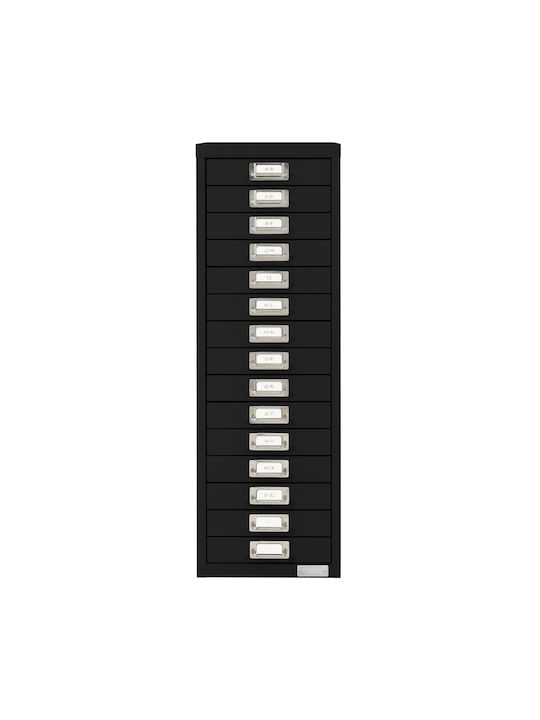 Aktenschrank mit 15 Schubladen 28x38x87 Cm Schwarz Metallic Design Ml