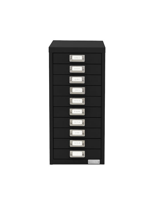 Ντουλάπι Αρχειοθέτησης Με 10 Συρτάρια 28x38x60 Cm Μαύρο Μεταλλικό Σχέδιο Ml