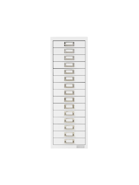 Шкаф за документи с 15 чекмеджета 28x38x87 см Бял металик дизайн Ml