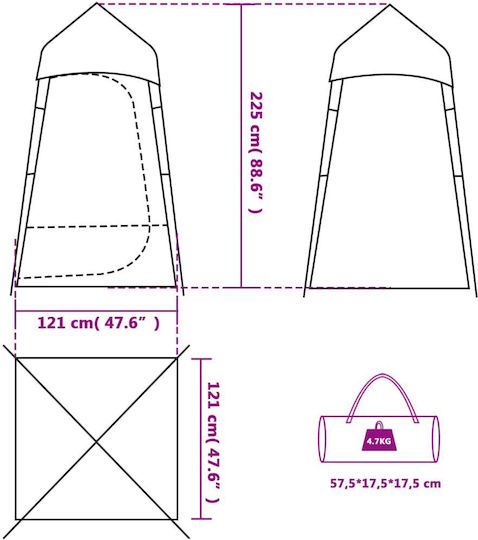 vidaXL Καλοκαιρινή Σκηνή Camping Τουαλέτας Πορτοκαλί 121x121x225εκ.