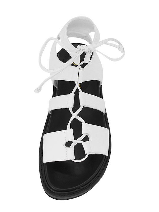 Leather Women's Flat Sandals White