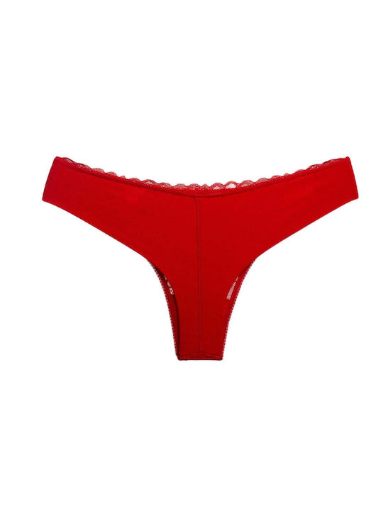 Dreams by Joyce Women's Brazil Seamless with Lace Red