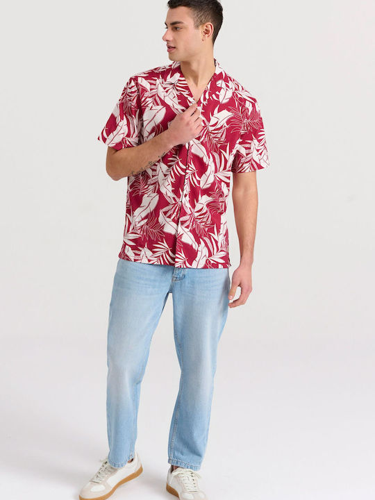 Short Sleeve Shirt in Wide Line Burgundy