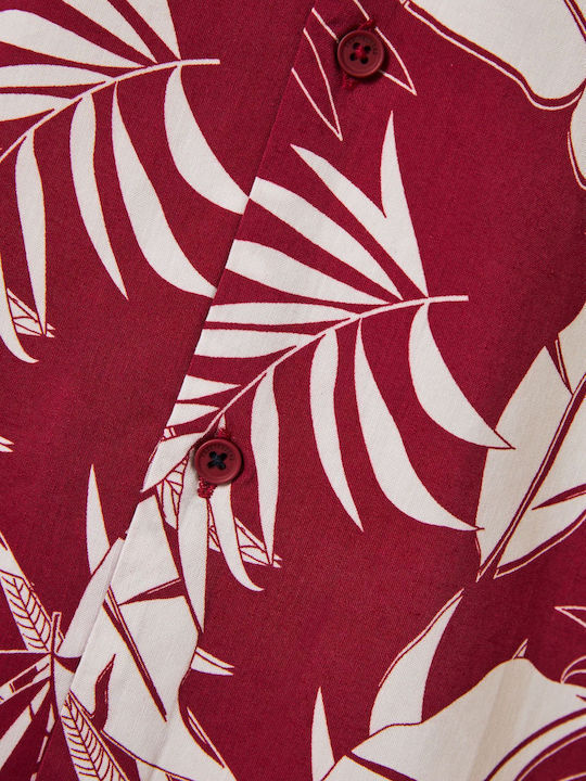 Short Sleeve Shirt in Wide Line Burgundy
