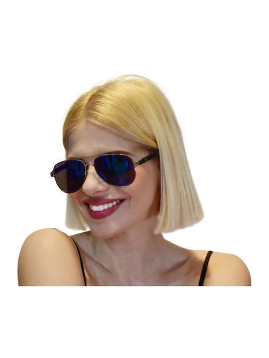 Max Air Women's Sunglasses with Silver Metal Frame and Blue Lens