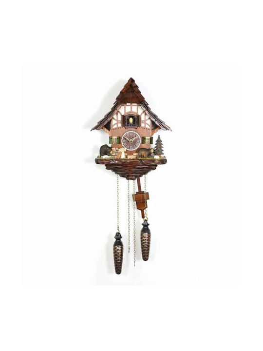 Cuckoo clock with handmade Alpine house show and music.