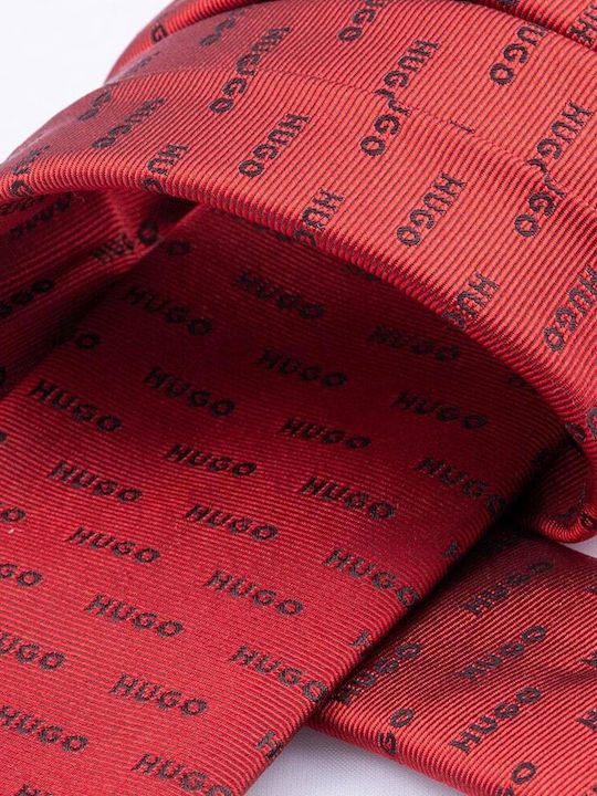 Hugo Boss Ανδρική Γραβάτα Μεταξωτή σε Κόκκινο Χρώμα