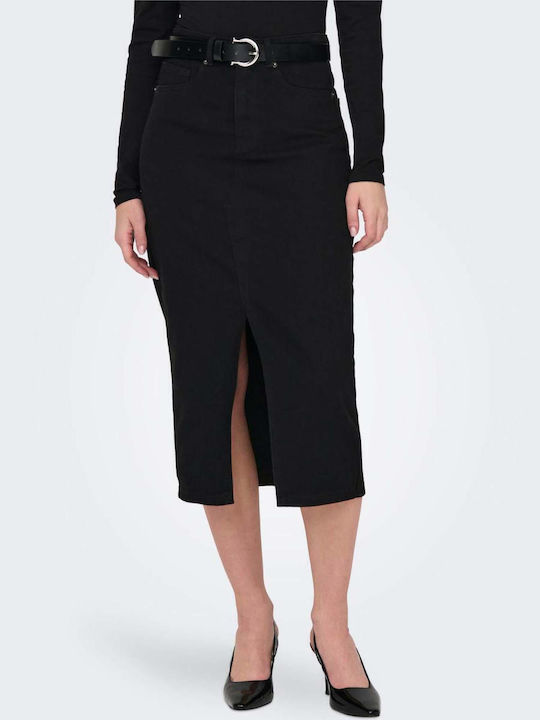 Denim Midi Skirt Black