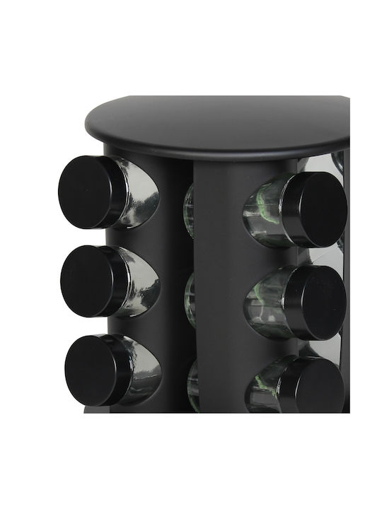 Keskor Metallic Tabletop Rotating Spice Rack Black 12pcs