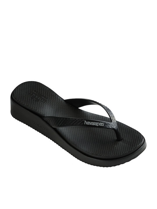 Crocus Frauen Flip Flops mit Plattform in Schwarz Farbe