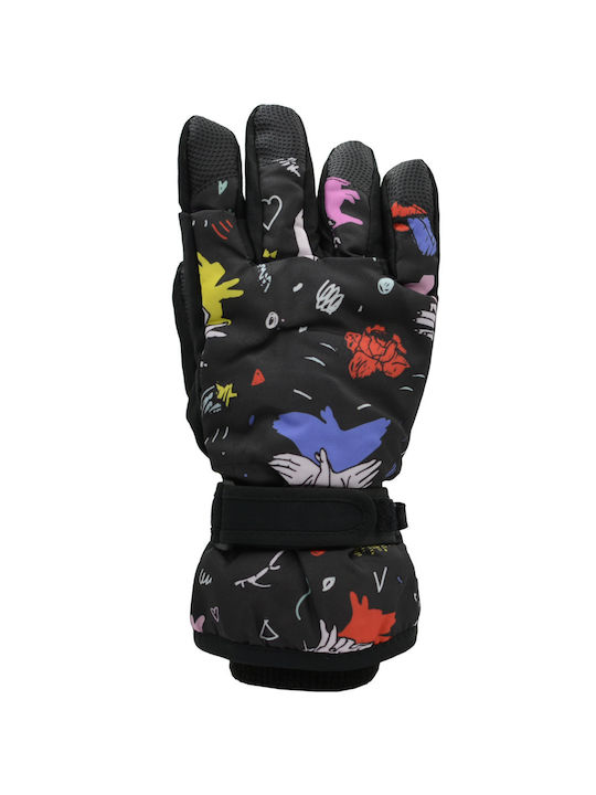 Kids Ski Gloves For Boys And Girls Color Black With Fashionable Designs
