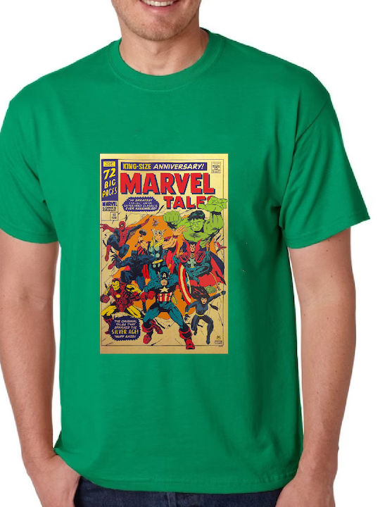 Tricou verde Marvel Tales Poster Original Fruit Of The Loom 100% bumbac No3