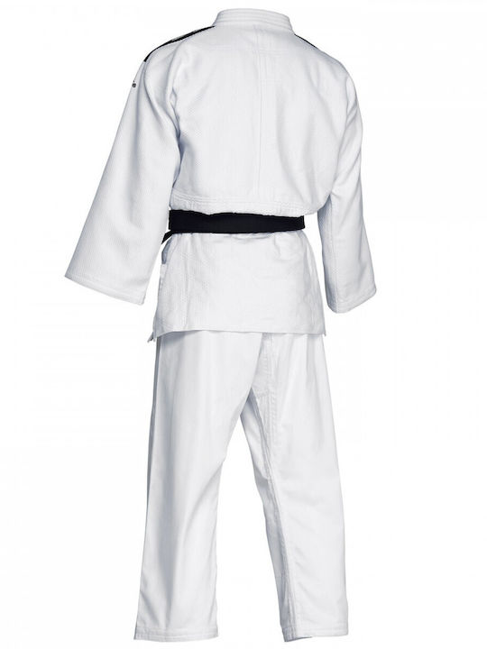 Uniforma de judo Adidas J-ijf Champion Iii Linie îngustă Alb - Aprobat( 3 Atoce Doze.)