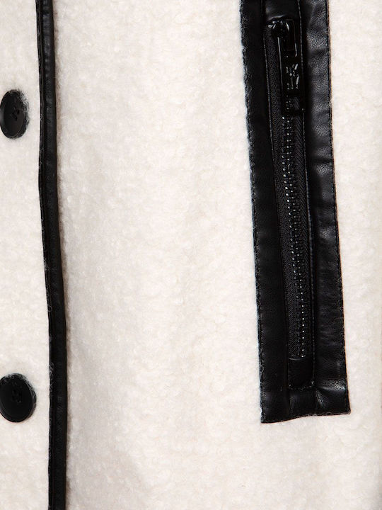 Women's Ecru Coat with Buttons