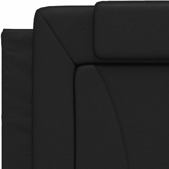 vidaXL LED-Kopfkissen für Kopfteil aus Kunstleder Schwarz 80 x 49 cm