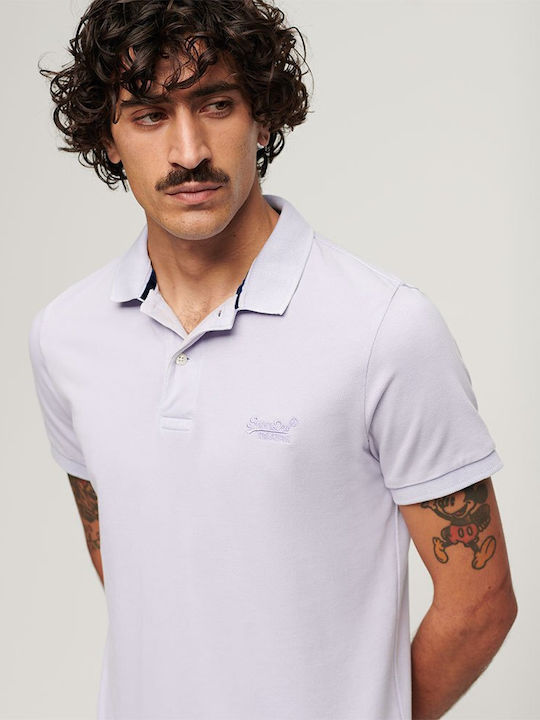 Superdry Vint Ανδρική Μπλούζα Κοντομάνικη Polo Μωβ