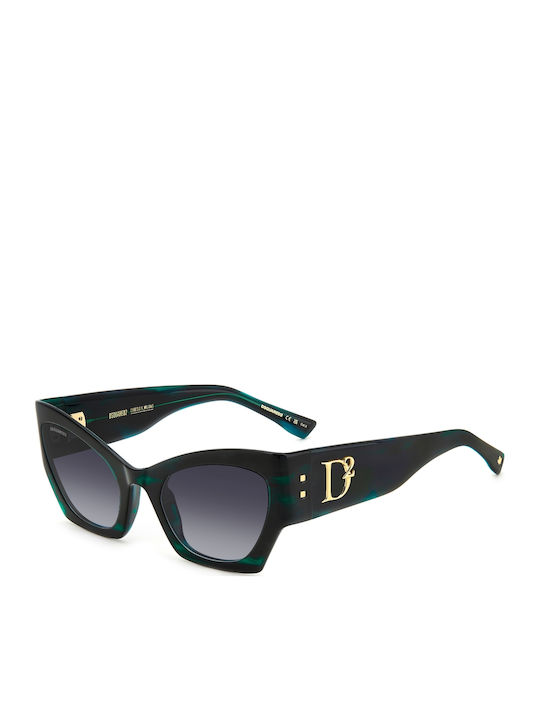 Dsquared2 Γυναικεία Γυαλιά Ηλίου με Πράσινο Κοκκάλινο Σκελετό και Μαύρο Ντεγκραντέ Φακό D2 0132/S 6AK/9O