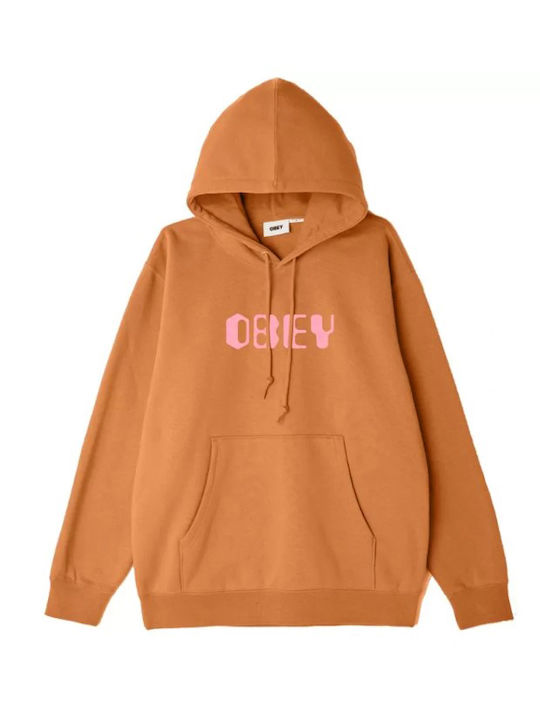 Obey Men's Sweatshirt with Hood Orange