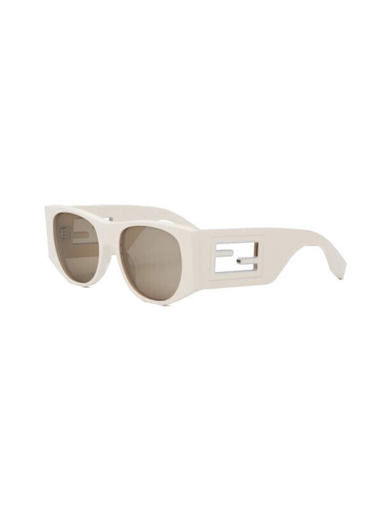 Fendi Women's Sunglasses with Beige Plastic Frame and Beige Lens FE40109I 25E