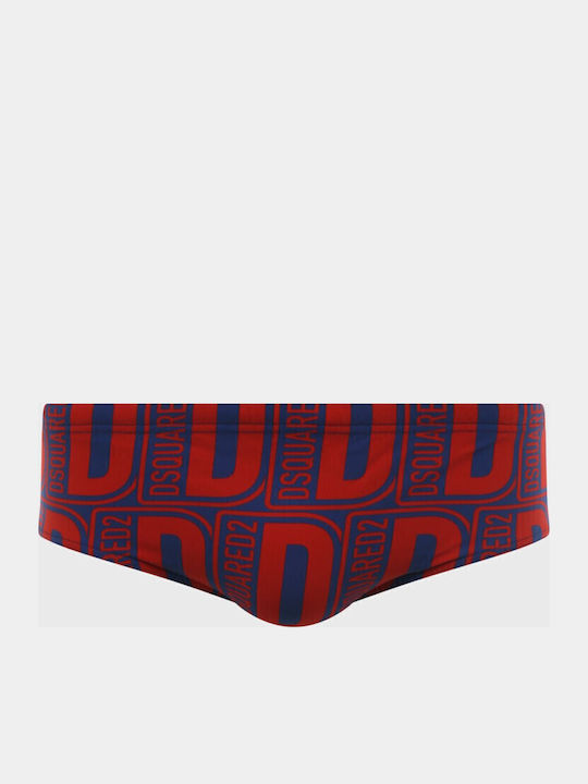 Dsquared2 Ανδρικο Μαγιο Σλιπ Allover Monogram Swim Brief Red/blue D7b454590.41548