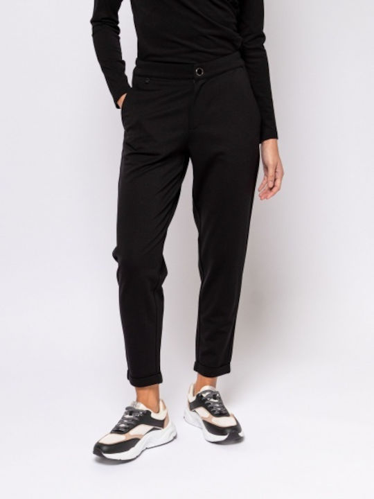 Heavy Tools Women's Fabric Trousers with Elastic Black