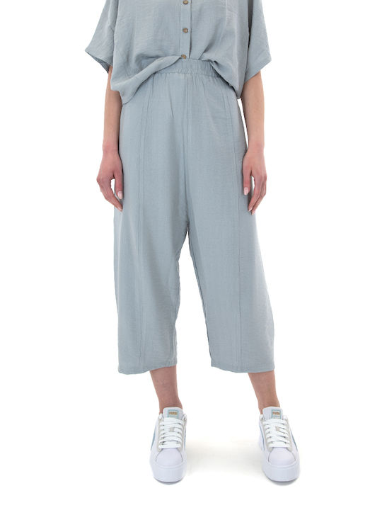 Namaste Damen Stoff Palazzo-Hose mit Gummizug in Weiter Linie Gray