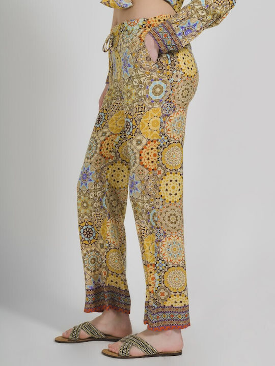 Ble Resort Collection Women's Fabric Trousers Yellow.