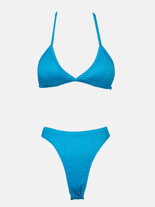 Comfort Bikini-Set Hohe Taille Blau