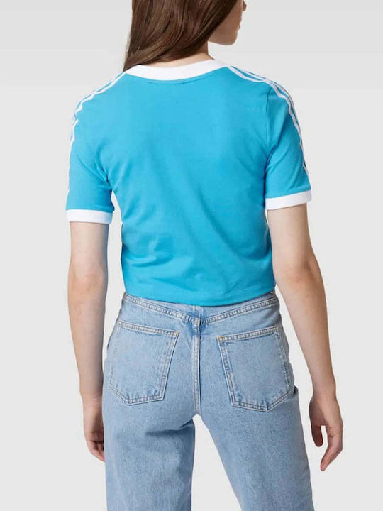 Adidas Damen Sport T-Shirt mit V-Ausschnitt Hellblau