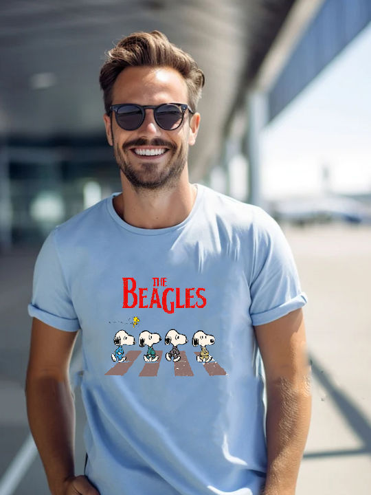 Fruit of the Loom Snoopy The Beagles Original T-shirt Blue Cotton
