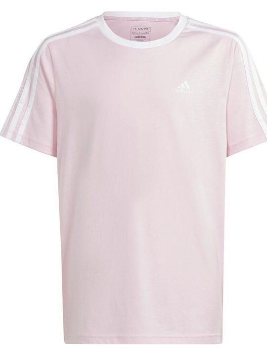 Kids' Shirt Short Sleeve Pink Essentials 3-Stripes