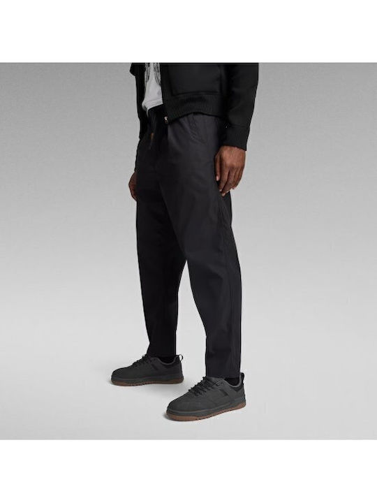 Pleated Παντελόνι Chino σε Relaxed Εφαρμογή Μαύρο