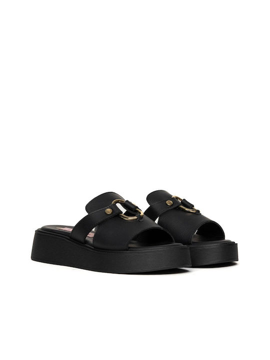 Soft Space Women's Flat Sandals Flatforms in Black Color