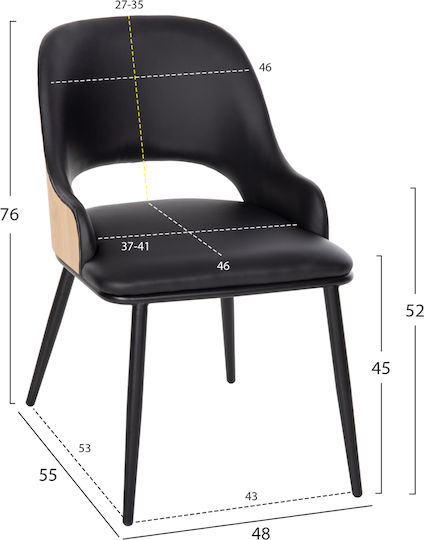 Sessel Speisesaal Delf 48x55x76cm 2Stück Black Velvet-Black Metal Sessel Speisesaal Delf 48x55x76cm 2Stück Black Velvet-Black Metal