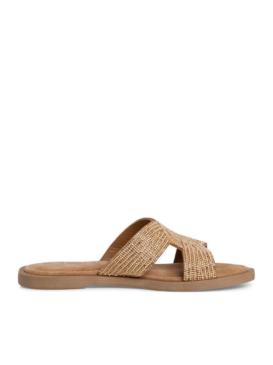 Leather Women's Flat Sandals Rose Gold
