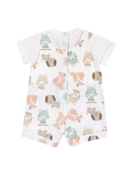 Chicco Baby Bodysuit Set Short-Sleeved with Pants Beige