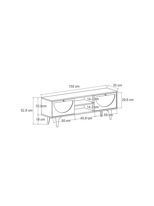 Stand TV Aureta Alb - Sapphire Oak L150xA35xÎ52.8cm