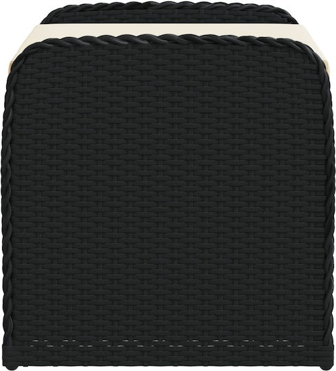 Garden Cube Stool Outdoor Rattan with Black Cushion 80x51x52cm