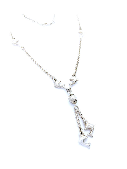 Silver 925 Modern Necklace with Dolphin Design