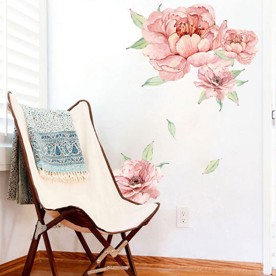 Autocolant decorativ de perete cu flori japoneze, multicolor, Original Deals®