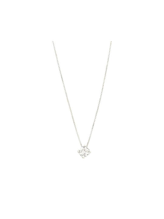 Women's Solitaire Necklace Ladyq in 925 Silver in White Color with Zircon 443868