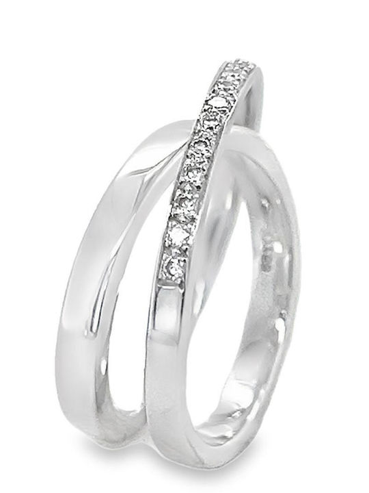 Xryseio Ring with Diamond made of White gold 18K