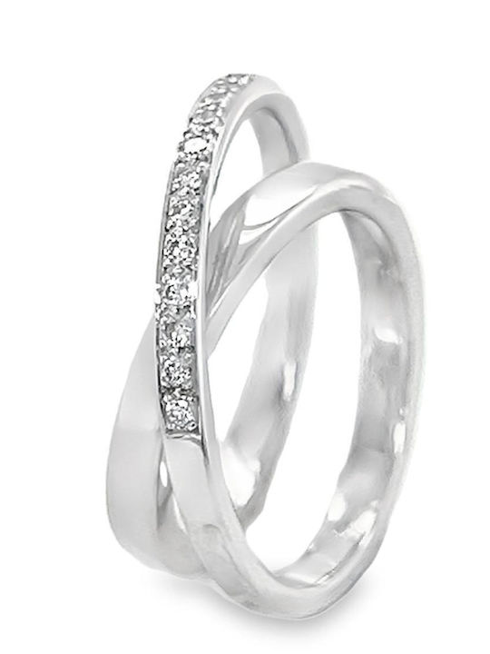 Xryseio Ring with Diamond made of White gold 18K