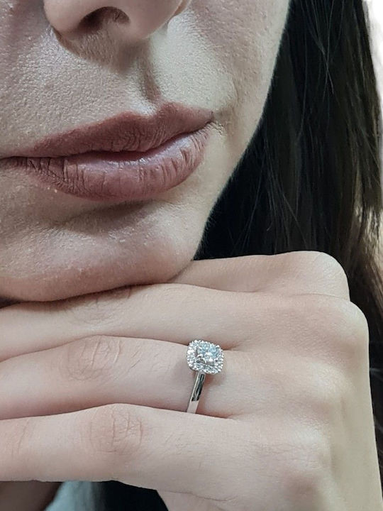Mentzos Single Stone Ring From 18K White Gold Mentzos Single Stone Ring From 18K White Gold
