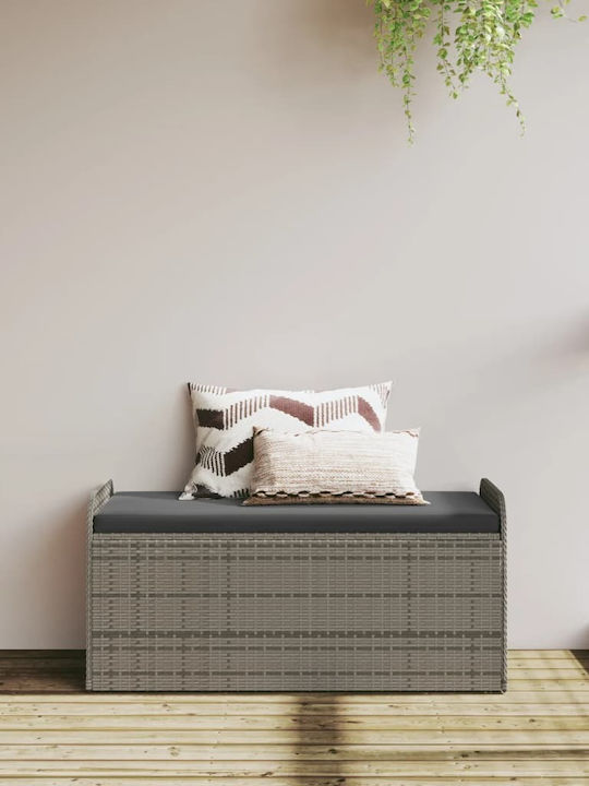 Bench Outdoor Rattan with Chest and Pillows 115x51x52cm