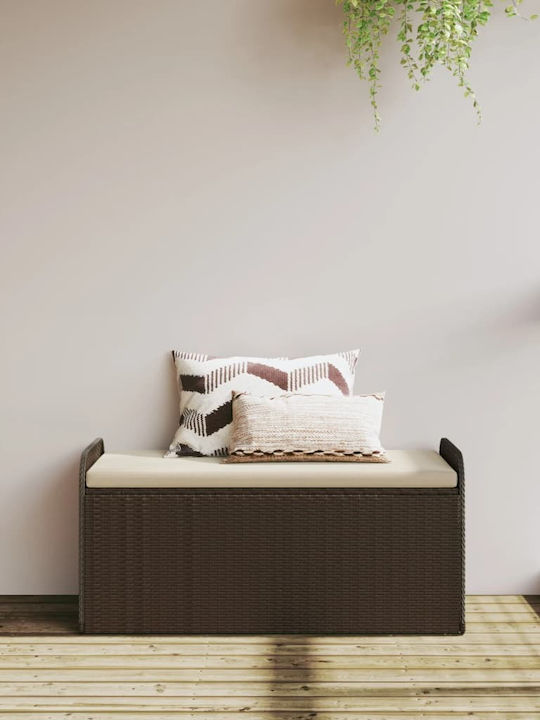 Bench Outdoor Rattan with Chest and Pillows 115x51x52cm