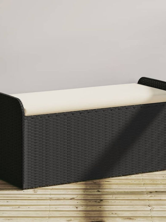 Bench Outdoor Rattan with Chest and Pillows 115x51x52cm
